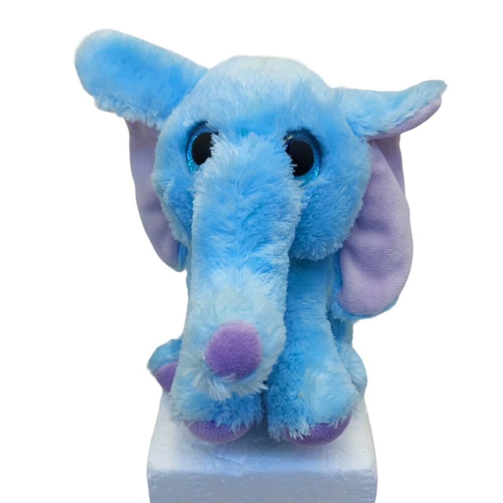 Winkeez Plush Emily The Elephant Blue & Purple Stuffed Glitter Eyes Toy 6"